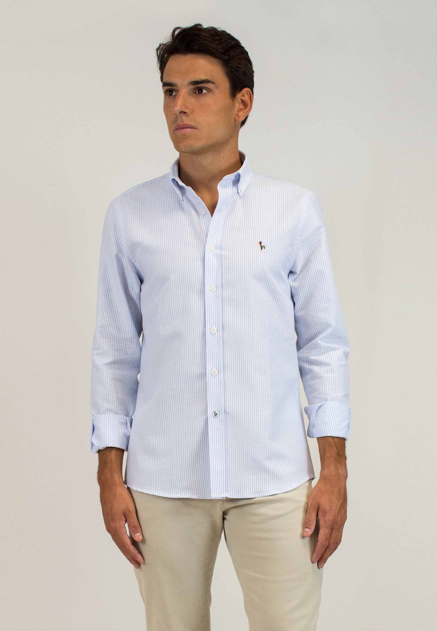 Men's oxford shirt with blue stripes - a classic that always works "Camisa oxford de rayas luna celeste"