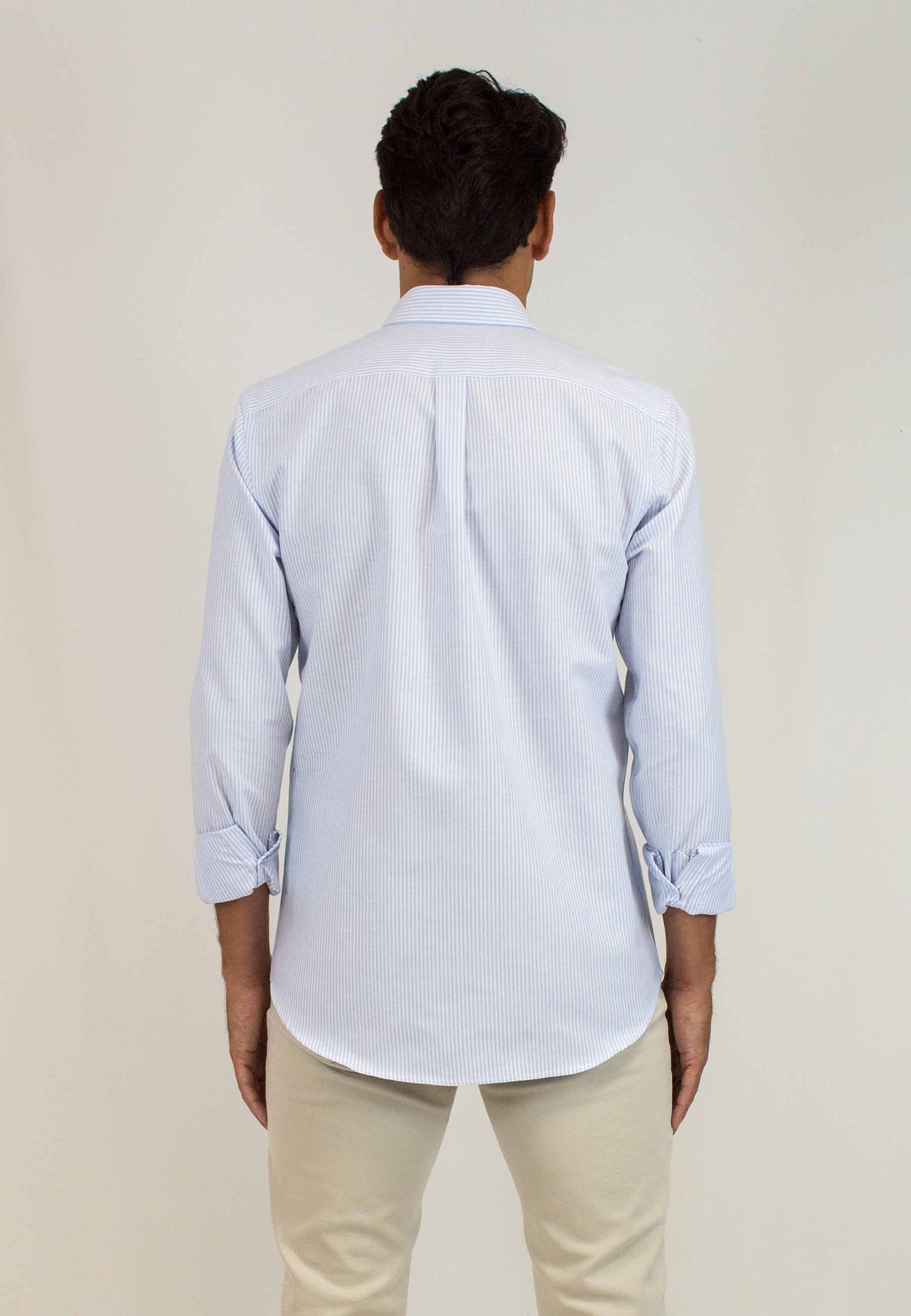 Men's oxford shirt with blue stripes - a classic that always works "Camisa oxford de rayas luna celeste"