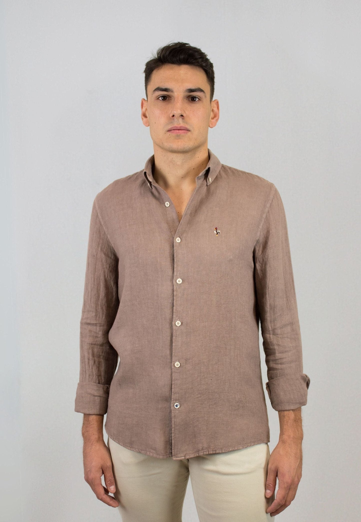 Brown linen shirt - perfect for the hottest days of the year "Camisa de lino en marrón Mikonos"