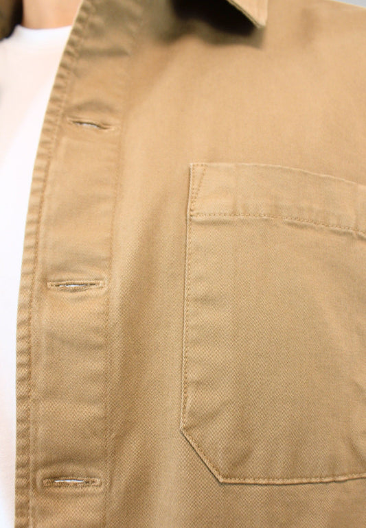 Koszulo kurtka beżowa - kurtka typu overshirt "Sobrecamisa olsen camel"
