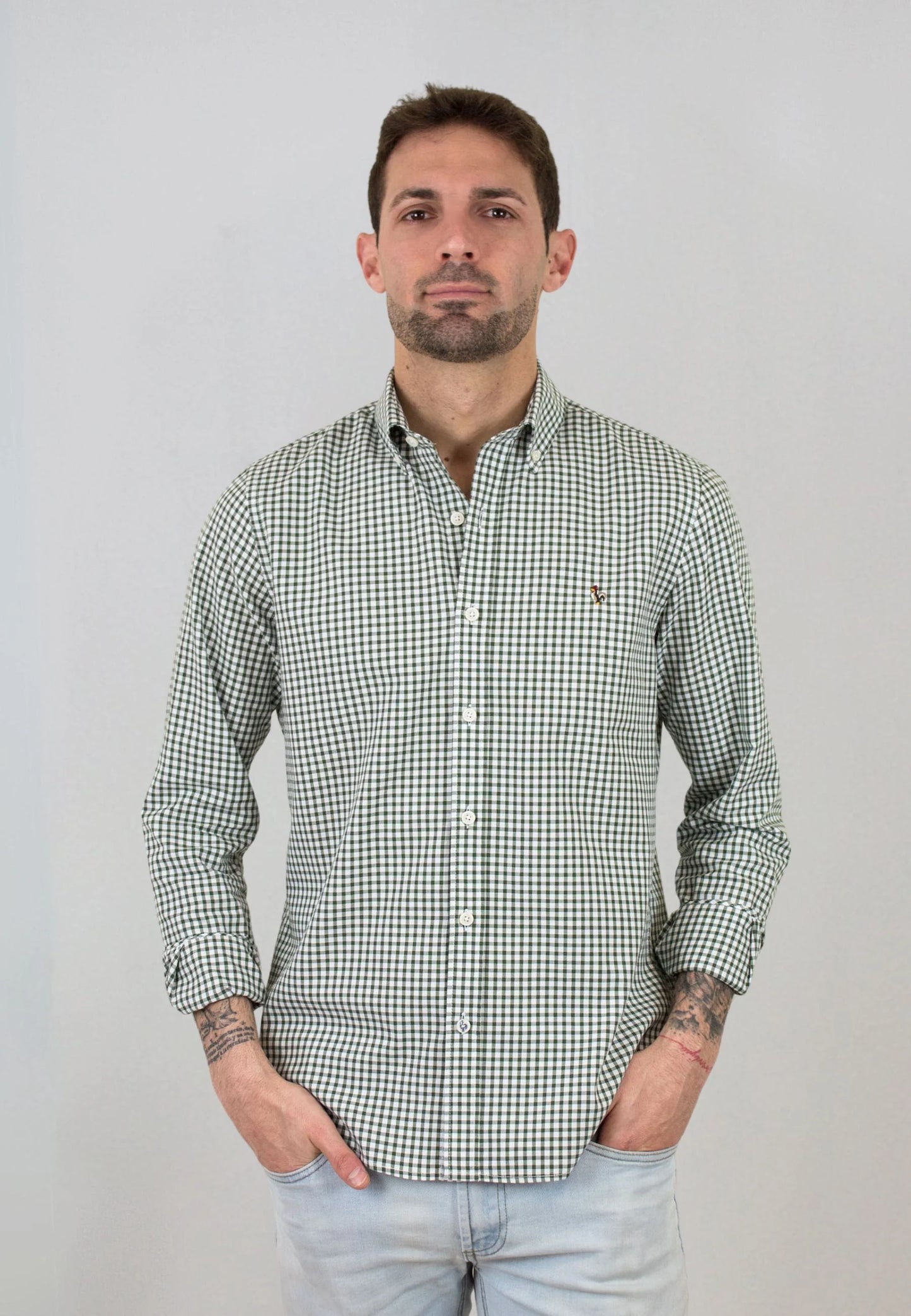 Green vichy checkered shirt "Camisa de cuadros vichy verde"