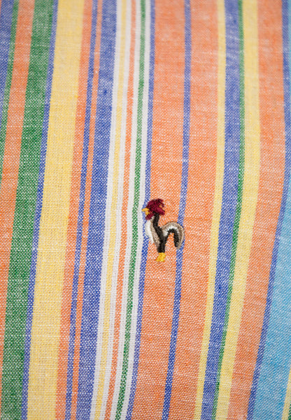 Men's cotton and linen shirt with colorful stripes - lightness and style for summer "Camisa algodón lino Federer multiraya"
