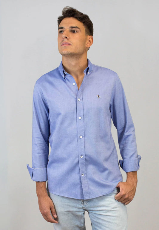 Men's oxford shirt in a shade of medium blue - a classic in a fresh edition "Camisa oxford lavado azul kankunan medio"