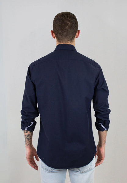 Men's navy blue oxford shirt "Camisa oxford lavado Kankkunen marino"