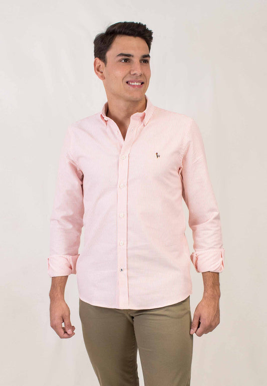 Oxford shirt with orange stripes "Camisa Luna oxford de rayas naranja"