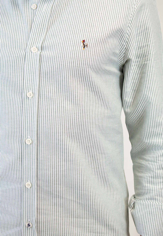 Oxford shirt with dark green stripes "Camisa oxford de rayas verde oscuro"