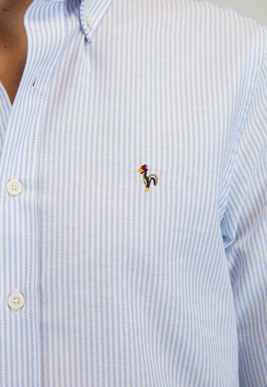 Men's oxford shirt with blue stripes - a classic that always works "Camisa oxford de rayas luna celeste"