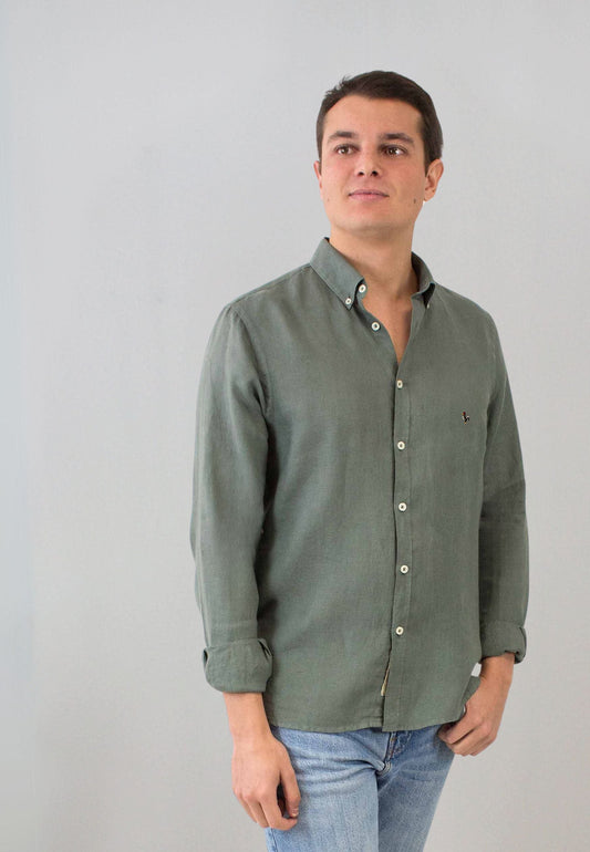A khaki linen shirt. Perfect for the hottest days of the year.
