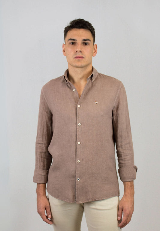 Brown linen shirt - perfect for the hottest days of the year "Camisa de lino en marrón Mikonos"