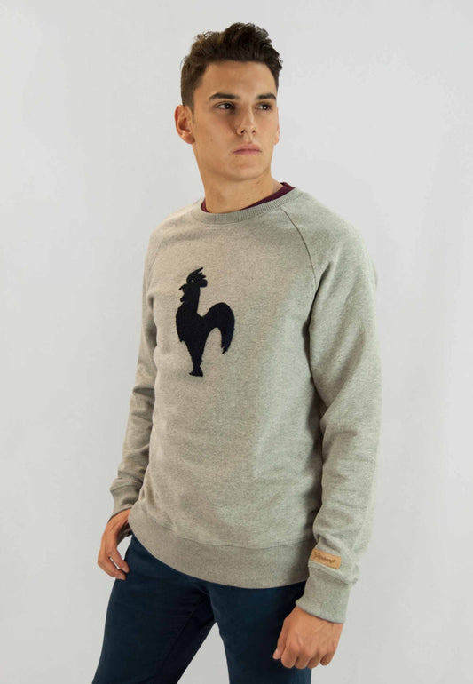 Gray terry cloth sweatshirt with logo "Sudadera Navarro gris"